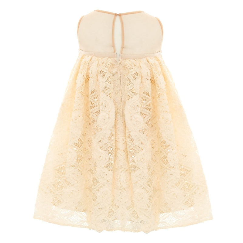 Baby Doll - Bow Lace Dress - Beige
