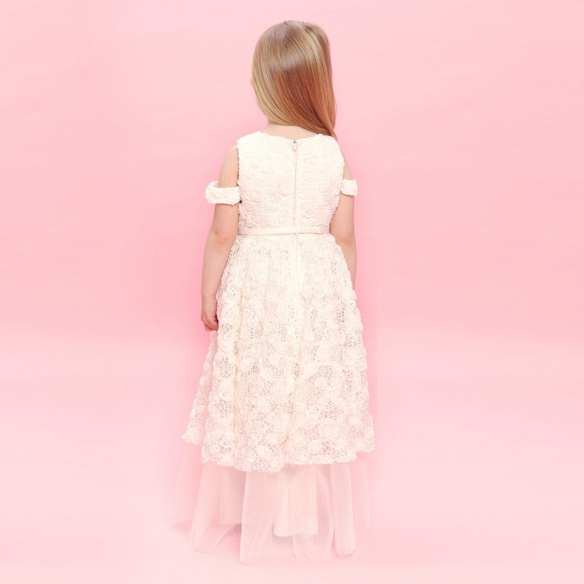 Drop Sleeves Embroidered Lace Long Dress