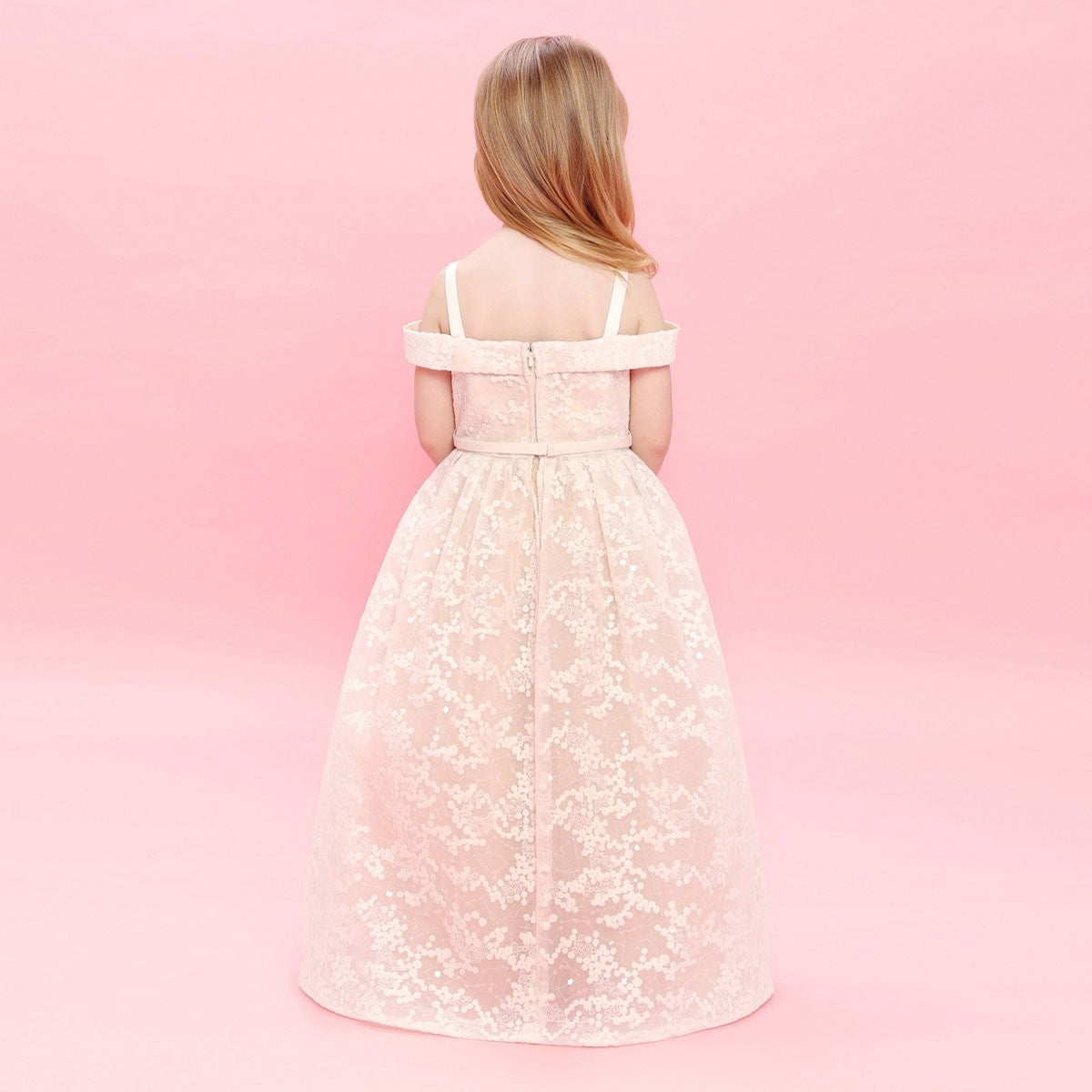 Baby Doll - Embroidery Long Dress With Sequence - Ivory